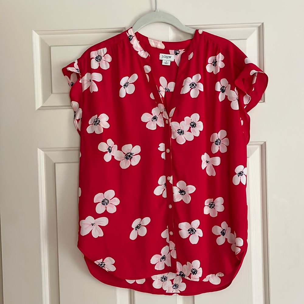 JCrew red summer blouse